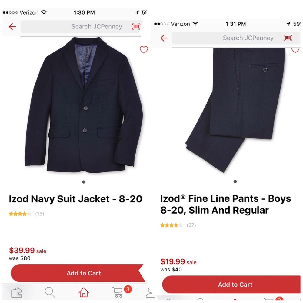 Boys 12 Izod Navy Suit (Blazer and Pants)